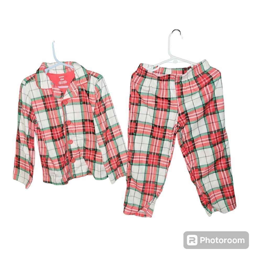 Carter's plaid flannel button pajama set